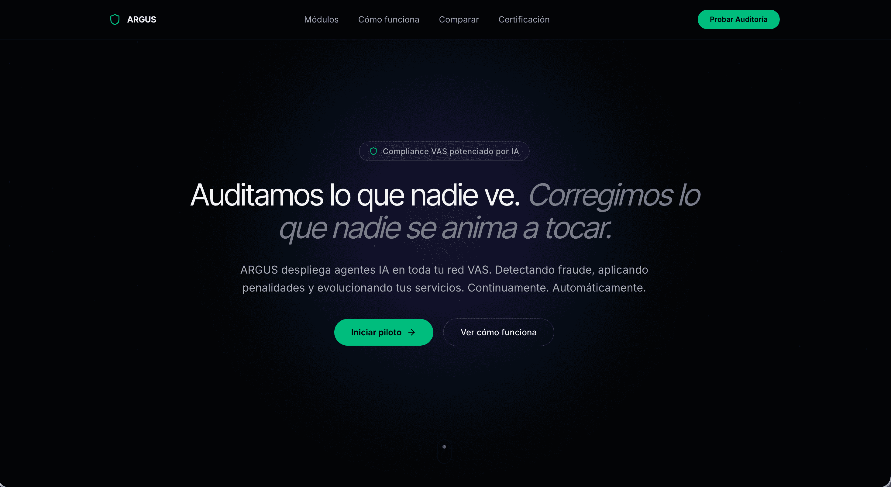 ARGUS — Compliance VAS potenciado por IA. Auditamos lo que nadie ve, corregimos lo que nadie se anima a tocar.